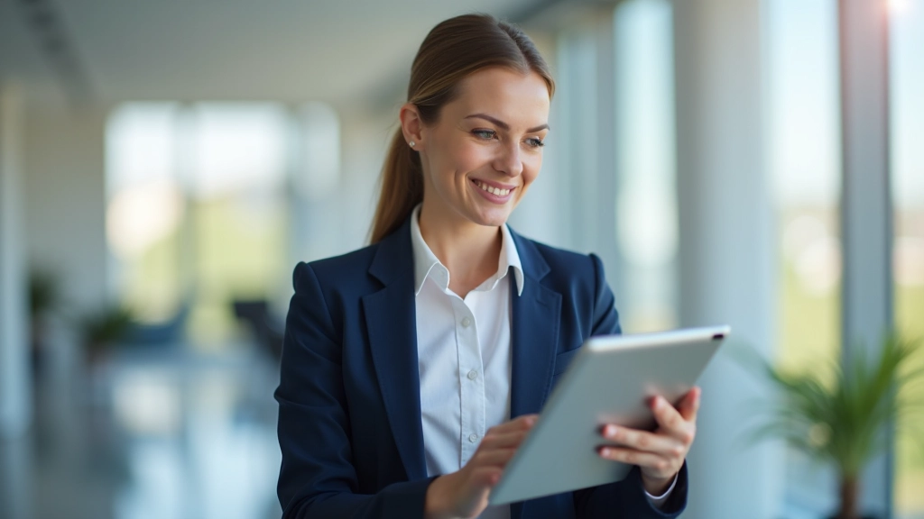 Femme consultant des données économiques sur un tableau de bord, environnement de travail professionnel